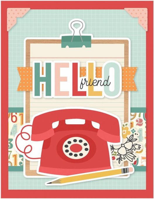 Simple Stories - kit de confection pour réaliser 8 cartes - Hello Friends
