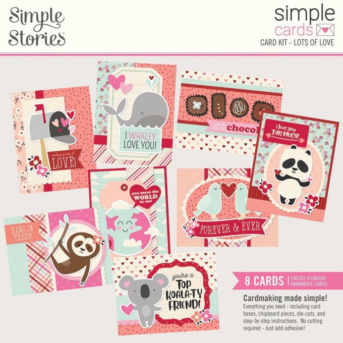 Simple Stories - kit de confection pour réaliser 8 cartes - Lots of love