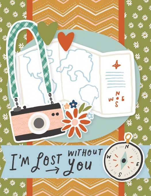 Simple Stories - kit de confection pour réaliser 8 cartes - Wish you were here