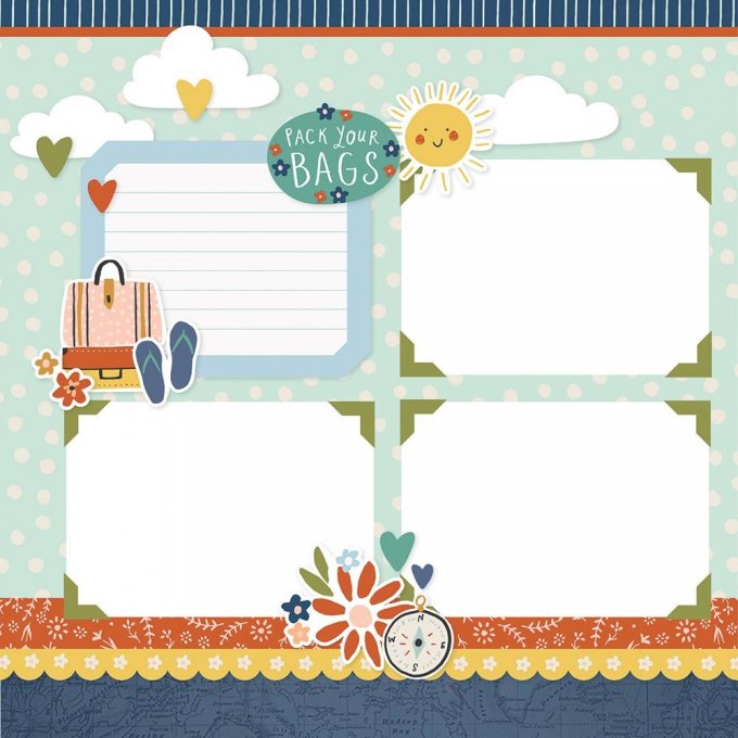 Simple Stories - kit de confection pour réaliser 2 double page - Let's get away - 30x30