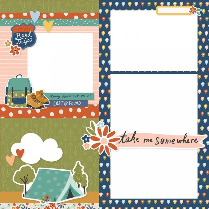 Simple Stories - kit de confection pour réaliser 2 double page - Let's get away - 30x30