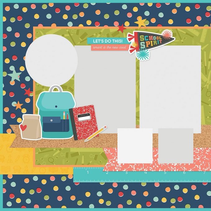 Simple Stories - kit de confection pour réaliser 2 double page - Ready, set, learn - 30x30