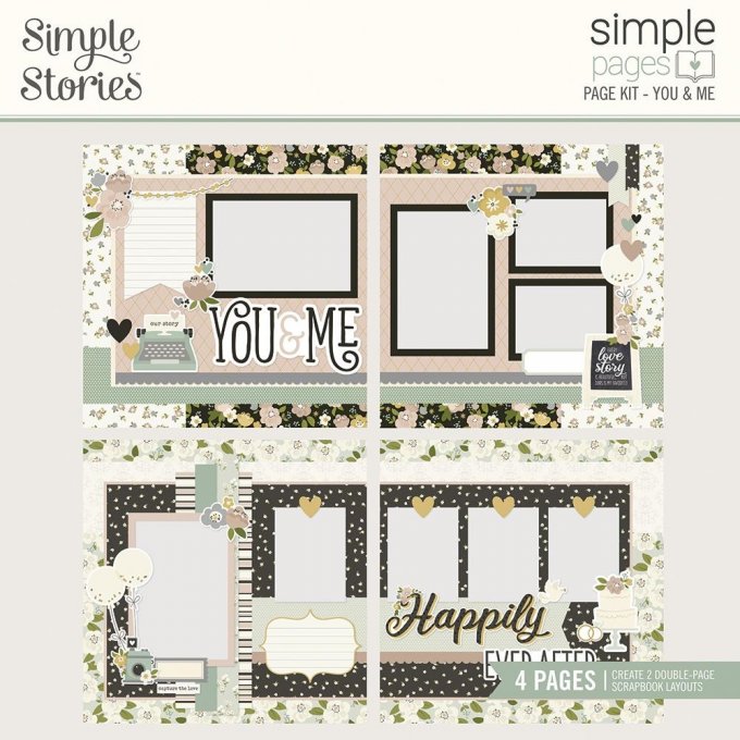Simple Stories - kit de confection pour réaliser 2 double page - You & Me