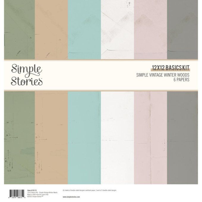 Simple stories - ensemble de 6 feuilles unies, format 30x30cm env. , Winter wood