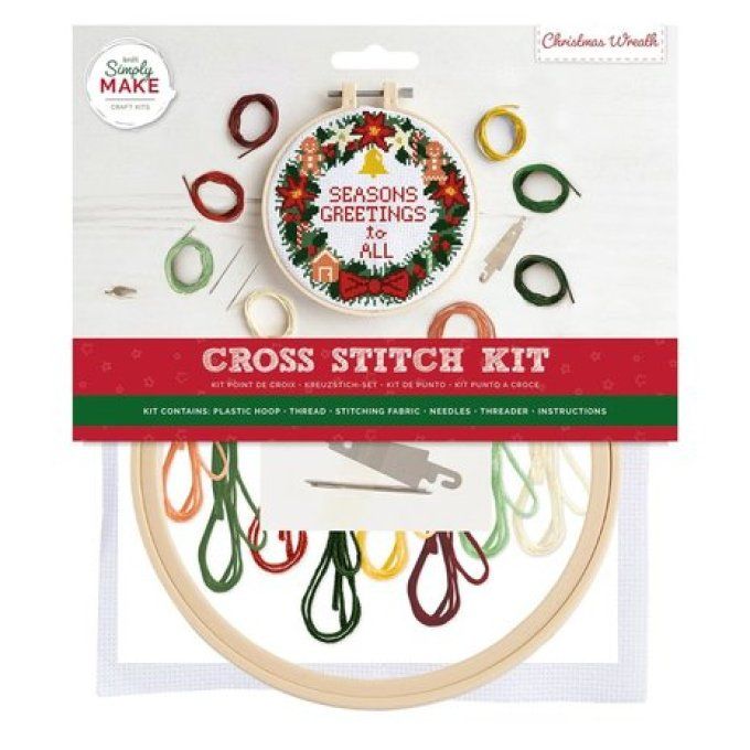 Simply make, kit point de croix, christmas wreath