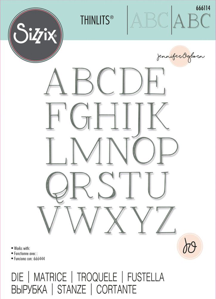 Die/matrice de découpe, Sizzix, alphabet élégant, lettres capitales -  Horizon-creatif