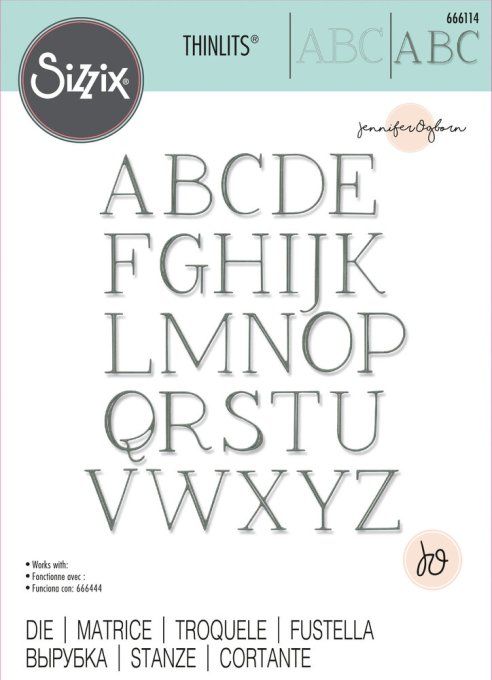 Die/matrice de découpe, Sizzix, alphabet élégant, lettres capitales