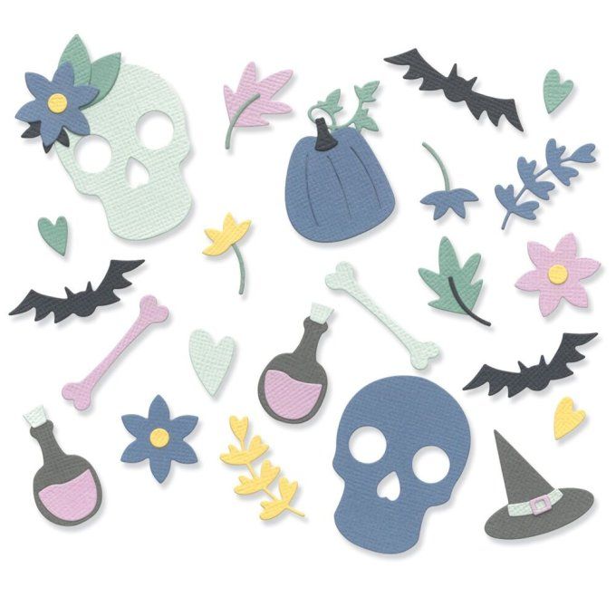 15 Dies/matrices de découpe, Sizzix, thème halloween