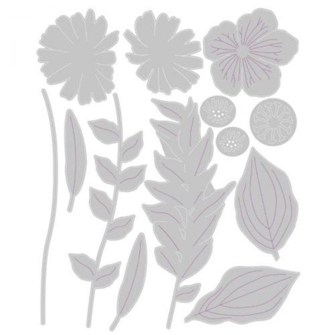 13 Dies/matrices de découpe, Wild blossoms - Sizzix