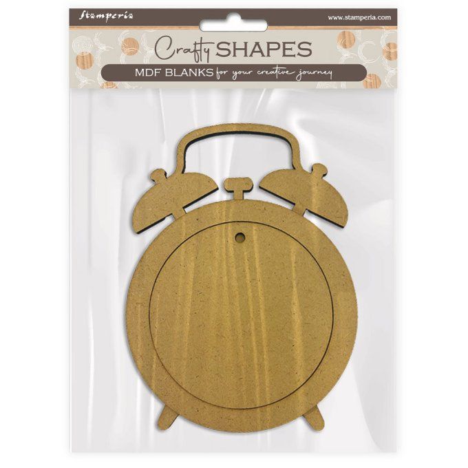 Support à customiser en MDF, Stampéria - Réveil, dimension 12x16.5cm environ