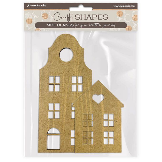Support à customiser en MDF, Stampéria - Maison, dimension 9x21cm et 9x13cm environ 