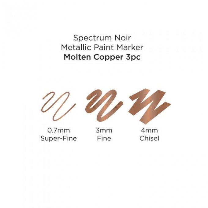 3 marqueurs de peinture métallisée, Spectrum noir - couleur Molten copper