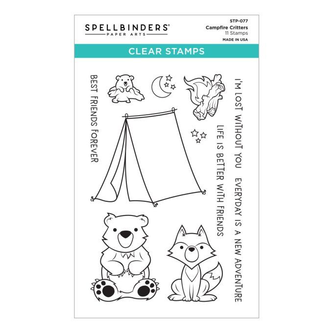 11 Tampons - Spellbinders - Campfire critters - dim. de la planche : 10x14cm