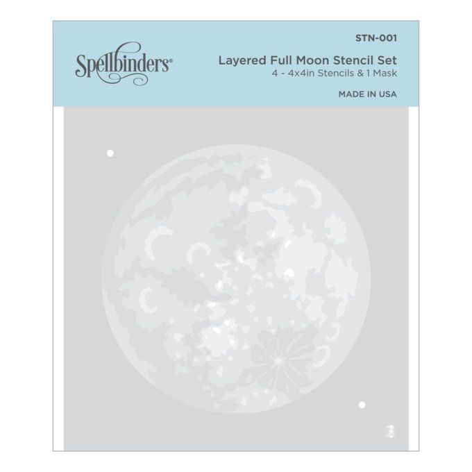4 Pochoirs étapes - Spellbinders - motif lune - dimension du pochoir : 10x10cm environ
