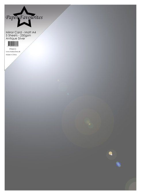 5 feuilles Mirror card glossy, format A4,Paper Favourites, 250gsm,couleur : Antique silver