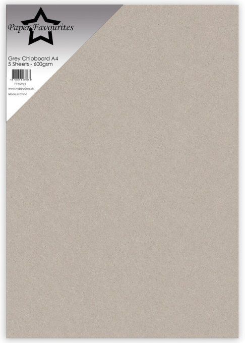 5 feuilles de carton gris format A4 - épaisseur 1mm environ - 600g