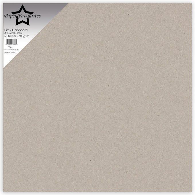 5 feuilles de carton gris format 30.5x30.5cm environ - épaisseur 1mm environ - 600g