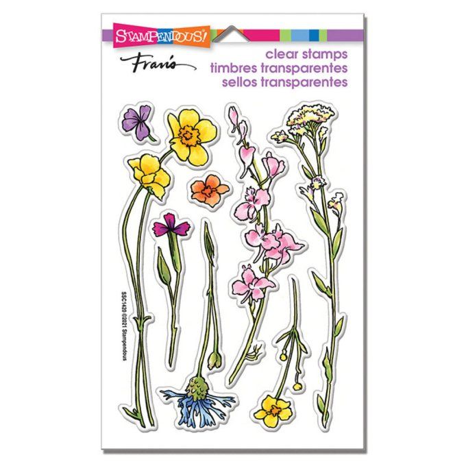 Planche de 8 Tampons clears - Fleurs, Stampendous, dimension de la planche : 10x14.5cm environ 