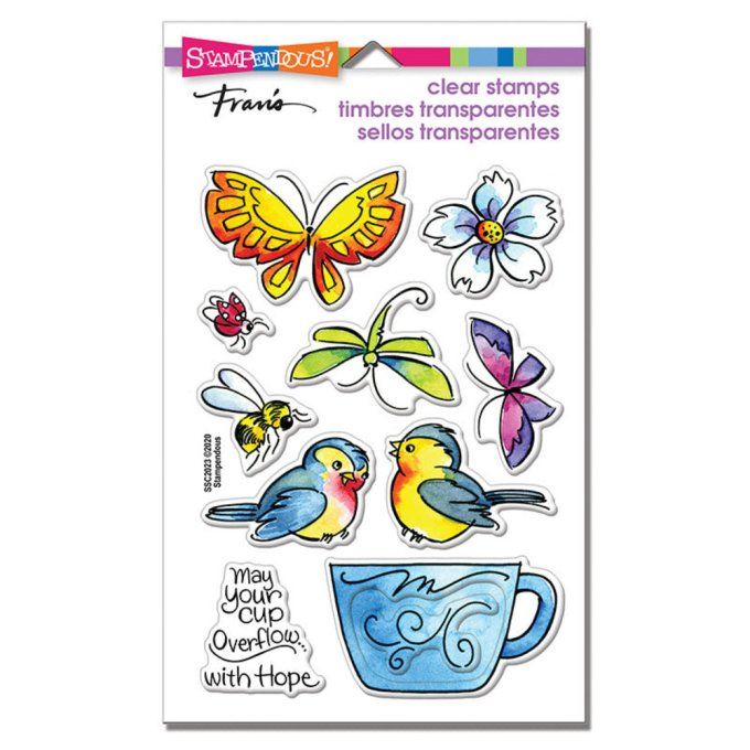 Planche de 10 Tampons clears - Oiseaux, Stampendous, dimension de la planche : 10x14.5cm environ 