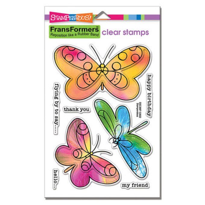 Planche de 8 Tampons clears - Papillons, Stampendous, dimension de la planche : 10x14.5cm environ