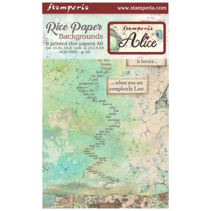 8 Feuilles de riz, Stampéria, Format A6 (10.5x14.8cm) - Alice forever