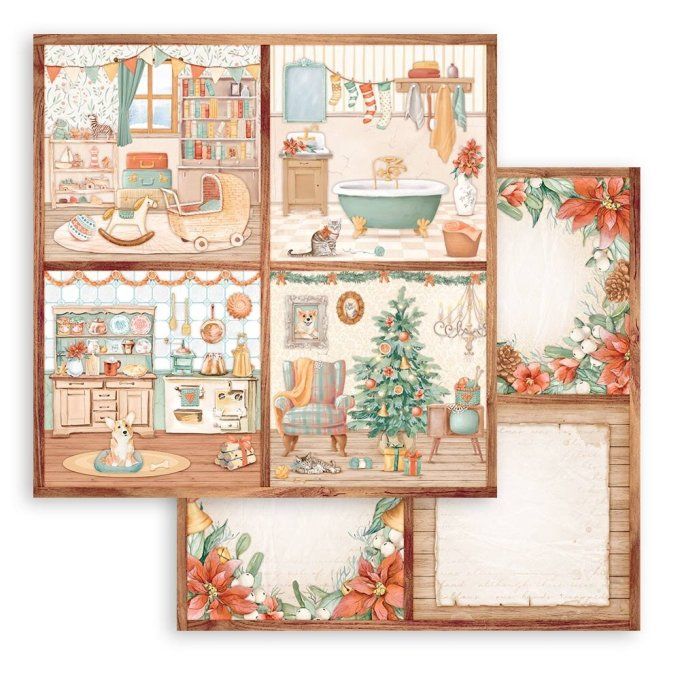 Collection All around Xmas, 20x20cm - 10 feuilles motif recto verso- Stamperia- 190g