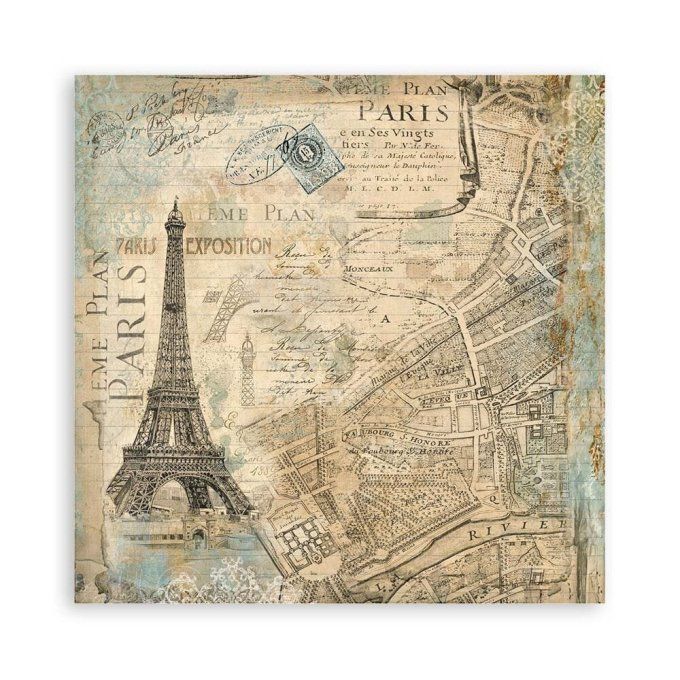 4 tissus polyester, collection : Around the world - Stamperia - dimension : 30x30cm