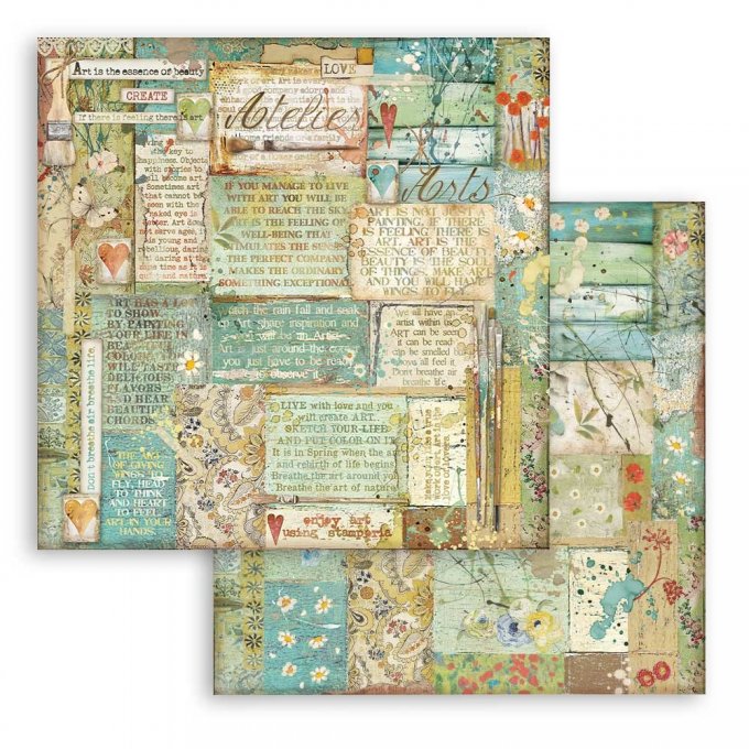 Collection Atelier des arts, 30x30cm - 10 feuilles motif recto verso - Stamperia