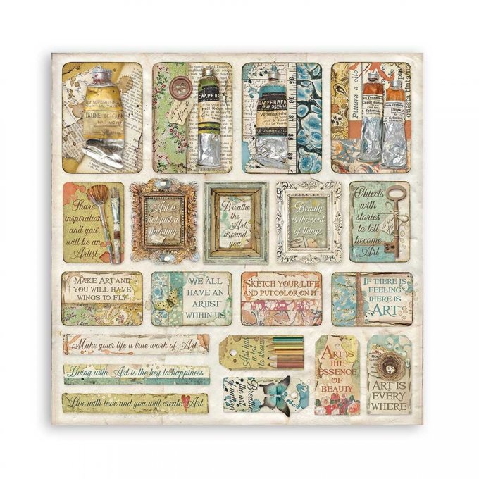 Collection Atelier des arts, 20x20cm - 10 feuilles motif recto verso - Stamperia 