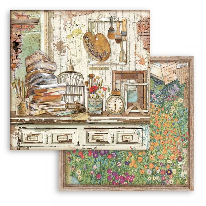 Collection Atelier des arts, 20x20cm - 10 feuilles motif recto verso - Stamperia 