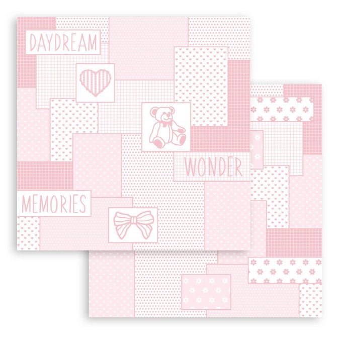Collection Babydream pink, 20x20cm - 10 feuilles motif recto verso - Stamperia - 190g, backgrounds