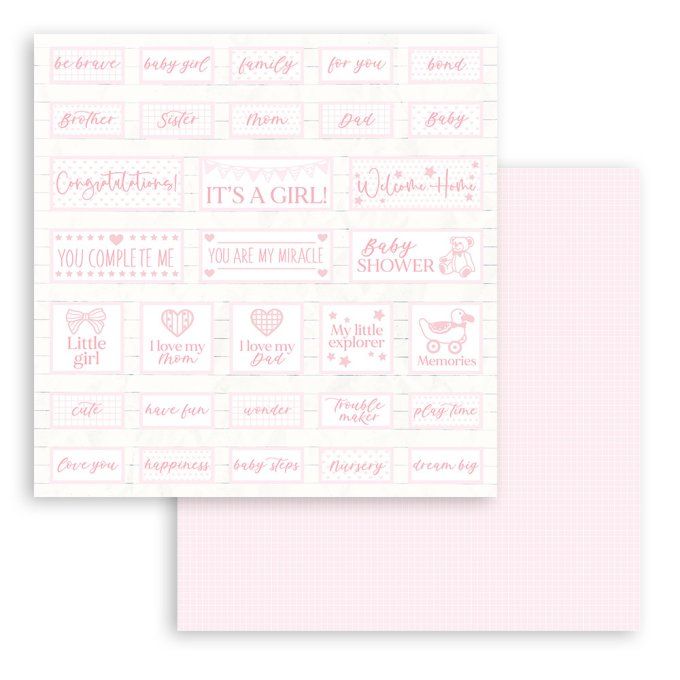 Collection Babydream pink, 20x20cm - 10 feuilles motif recto verso - Stamperia - 190g, backgrounds