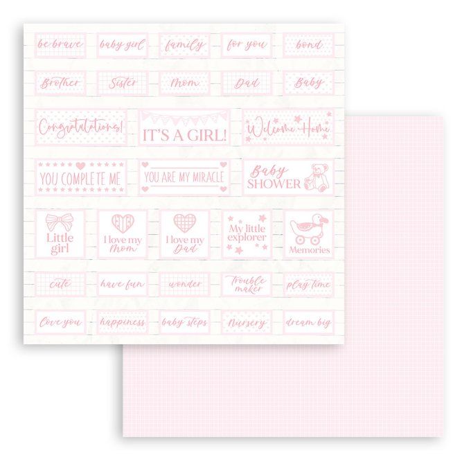 Collection Babydream pink, 20x20cm - 10 feuilles motif recto verso - Stamperia - 190g, backgrounds