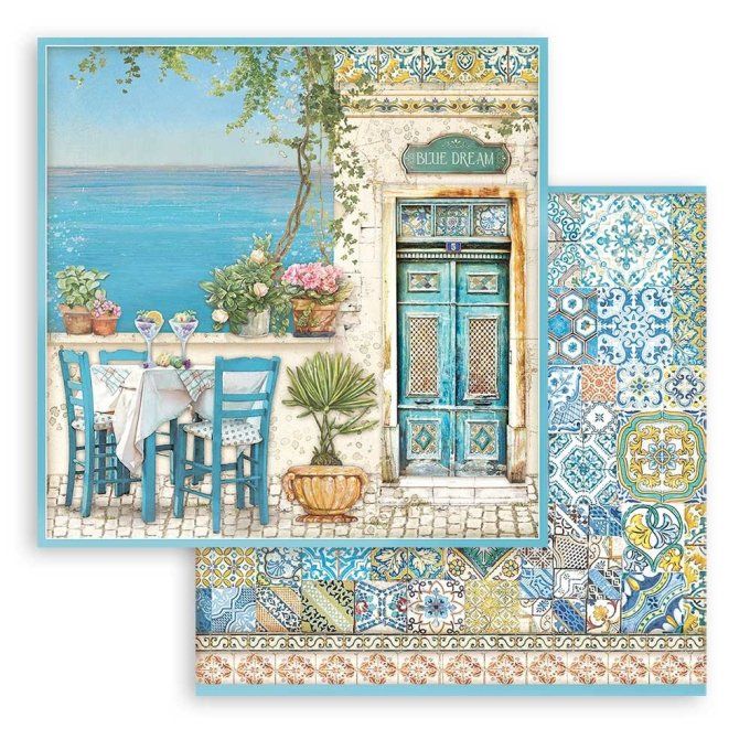 Collection Blue dream, 30x30cm - 10 feuilles motif recto verso - Stamperia - 190g 