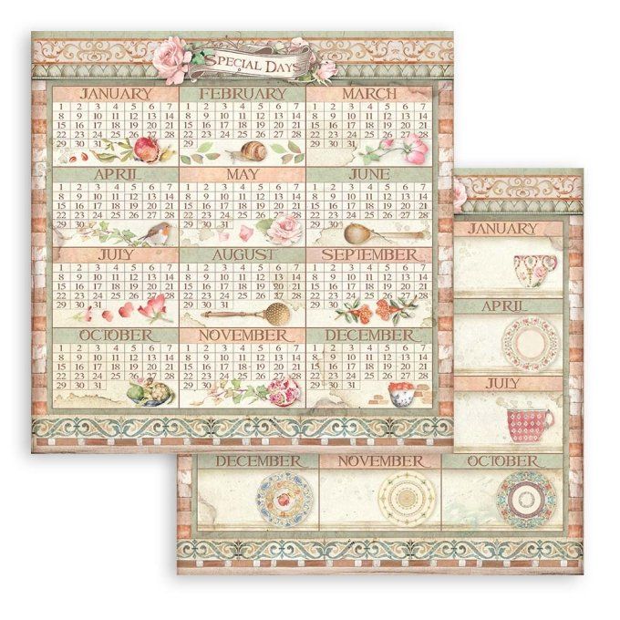 Collection Casa granada, 30x30cm - 10 feuilles motif recto verso - Stamperia - 190g