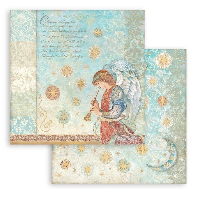 Collection Christmas greetings, 30x30cm - 10 feuilles motif recto verso - Stamperia - 190g