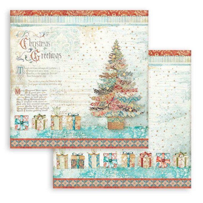 Collection Christmas greetings, 30x30cm - 10 feuilles motif recto verso - Stamperia - 190g