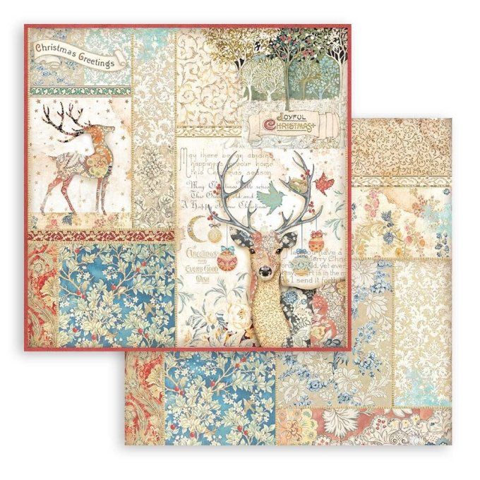 Collection Christmas greetings, 30x30cm - 10 feuilles motif recto verso - Stamperia - 190g