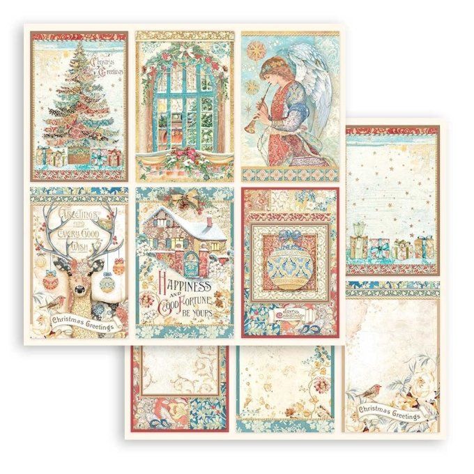 Collection Christmas greetings, 30x30cm - 10 feuilles motif recto verso - Stamperia - 190g