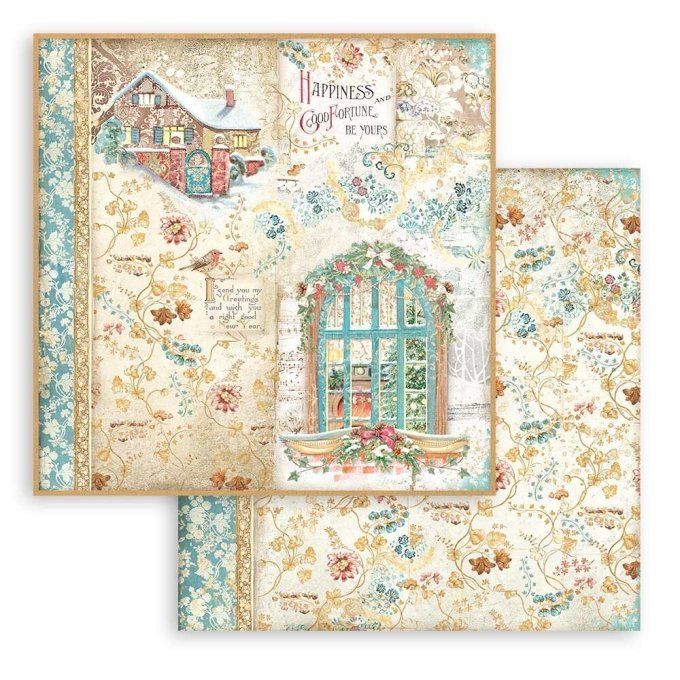 Collection Christmas greetings, 30x30cm - 10 feuilles motif recto verso - Stamperia - 190g