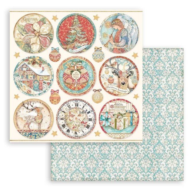 Collection Christmas greetings, 30x30cm - 10 feuilles motif recto verso - Stamperia - 190g