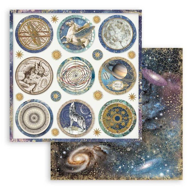 Collection Cosmos Infinity, 15x15cm - 10 feuilles motif recto verso - Stamperia - 190g