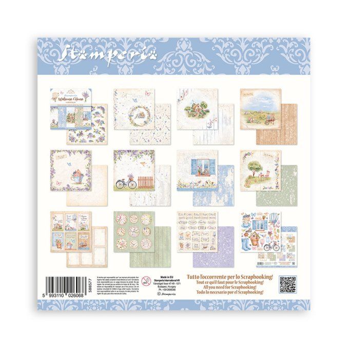Collection Welcome Home, 20x20cm - 10 feuilles motif recto verso - Stamperia - 190g