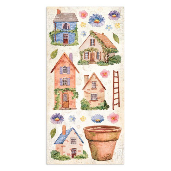 10 feuilles, motif recto verso, dim. 15x30.5cm, collec. : Welcome Home - Stamperia