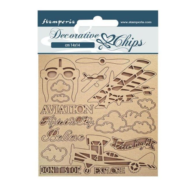 Stamperia, planche de chipboards - dimension 14x14cm - Sir vagabond aviator