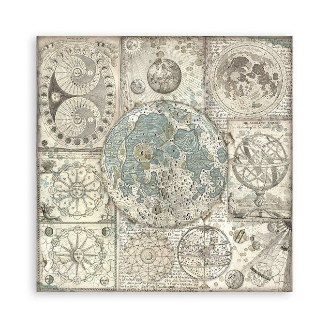4 tissus polyester, collection : Cosmos Infinity  - Stamperia - dimension : 30x30cm
