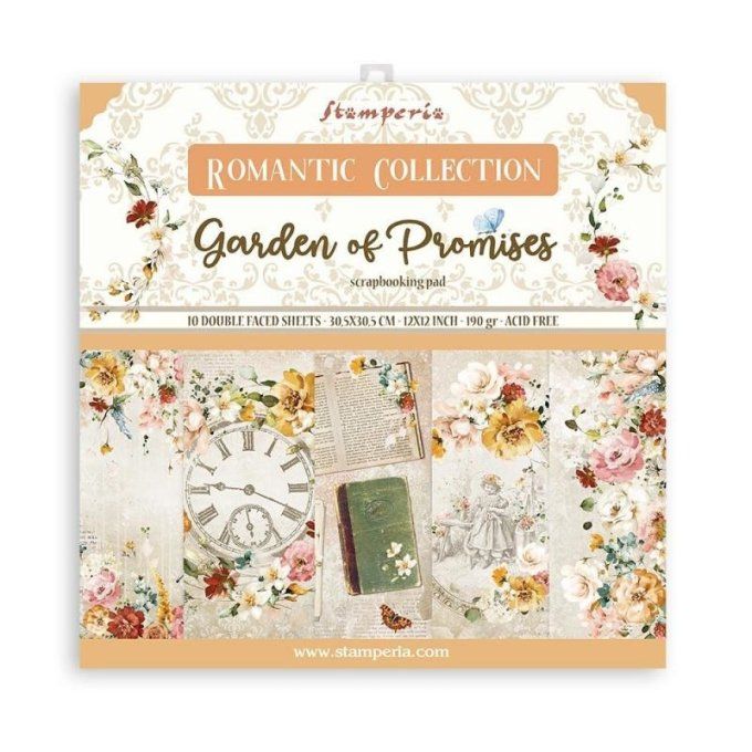 Collection Garden of promises, 30x30cm - 10 feuilles motif recto verso - Stamperia - 190g