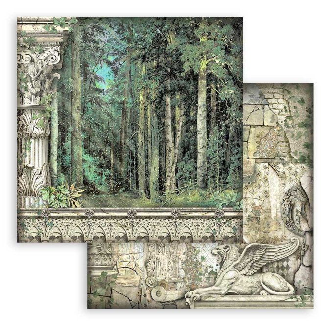 Collection Magic Forest, 30x30cm - 10 feuilles motif recto verso - Stamperia - 190g