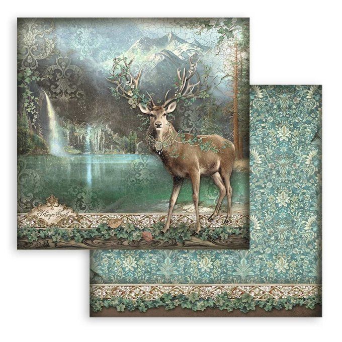 Collection Magic Forest, 30x30cm - 10 feuilles motif recto verso - Stamperia - 190g