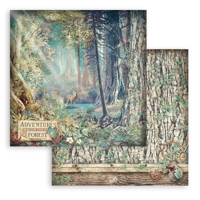 Collection Magic Forest, 20x20cm - 10 feuilles motif recto verso - Stamperia - 190g